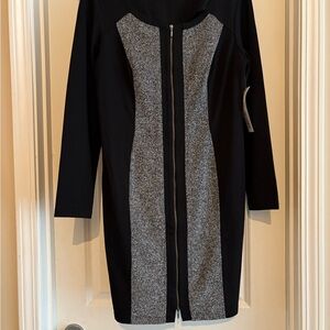 Tribal Long Sleeve Zip Front Sheath Dress Black size 10 NWT